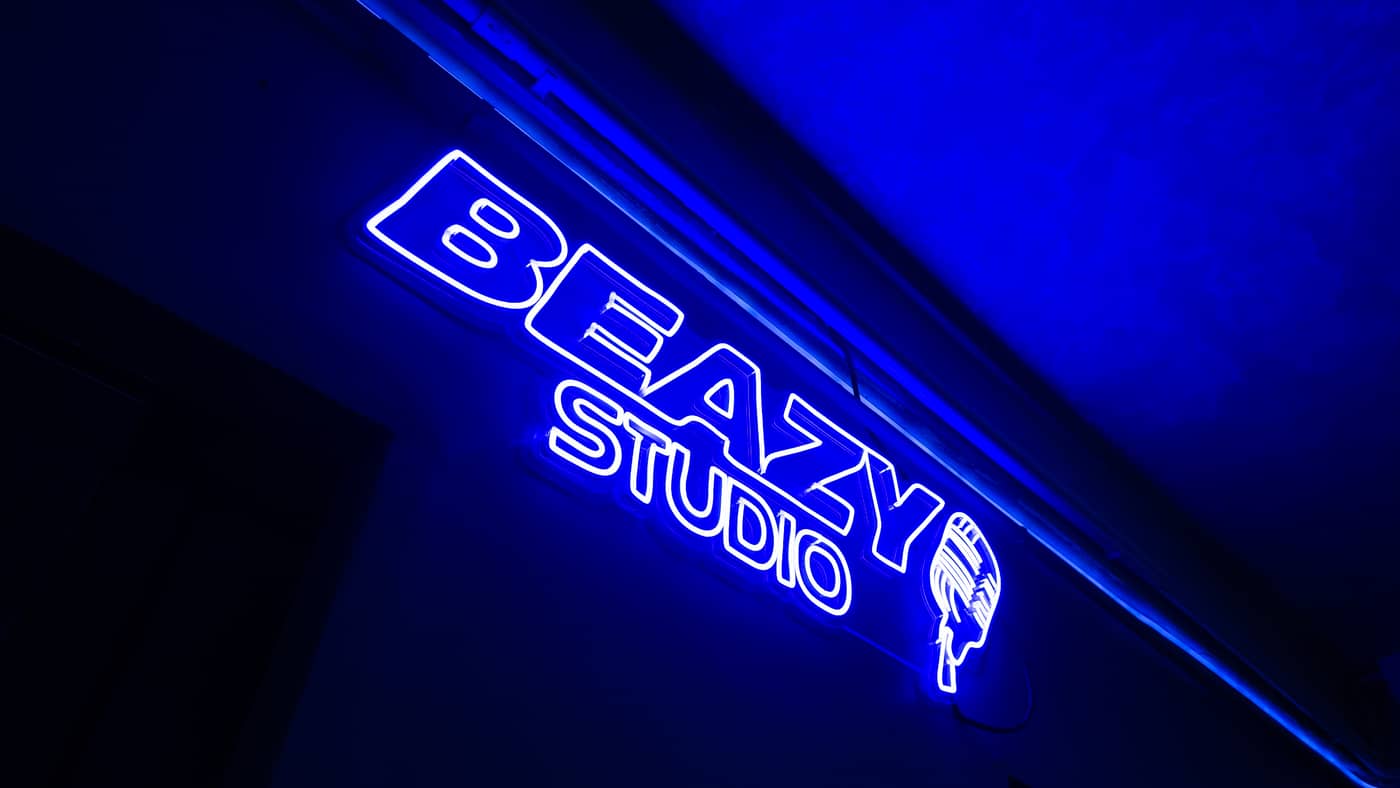 Neon lighting inside BEAZY Studio at Sathorn 11, Bangkok.